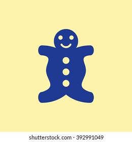 Blue Colored Gingerbread Icon on Light Orange Background. Eps-10.