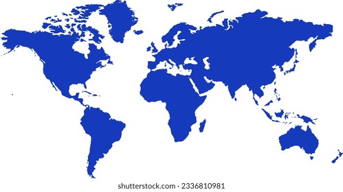Blue colored global outline map. Political world map. Wordwide cartography. Vector illustration map. EPS10.