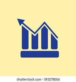 Blue Colored Graph Icon on Light Orange Background. Eps-10.