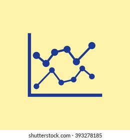 Blue Colored Graph Icon on Light Orange Background. Eps-10.