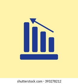 Blue Colored Graph Icon on Light Orange Background. Eps-10.