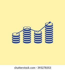 Blue Colored Graph Icon on Light Orange Background. Eps-10.