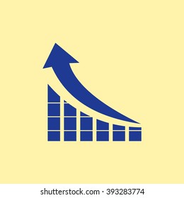 Blue Colored Graph Icon on Light Orange Background. Eps-10.
