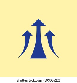 Blue Colored Growth Arrow & Growing Graph Icon on Light Orange Background. Eps-10.
