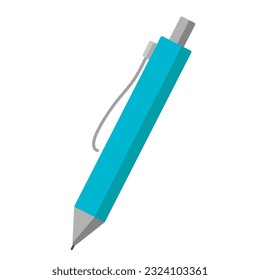 Blue colored hand drawn vector roller pen.Isolated simple element