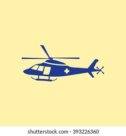 Blue Colored Helicopter Icon on Light Orange Background. Eps-10.