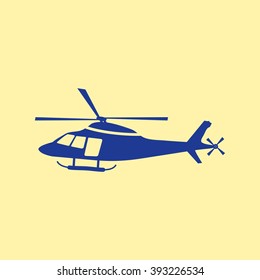 Blue Colored Helicopter Icon on Light Orange Background. Eps-10.