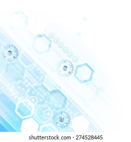 Blue colored hexagon technology background. Vector