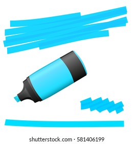 blue colored high lighter with markings for advertising usage