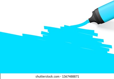 blue colored highlighter with marking on bottom side