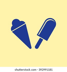 Blue Colored Ice cream & Ice Candy Icon on Light Orange Background. Eps-10.
