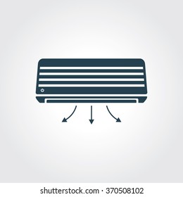 Blue Colored Icon of Air Conditioner On Gray Color Background. Eps-10.