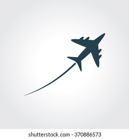 Blue Colored Icon of Airplane On Gray Color Background. Eps-10.