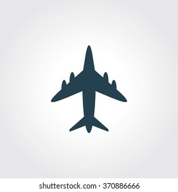 Blue Colored Icon of Airplane On Gray Color Background. Eps-10.