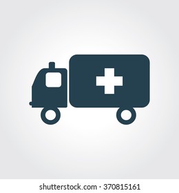 Blue Colored Icon of Ambulance On Gray Color Background. Eps-10.