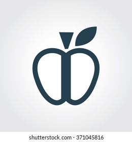 Blue Colored Icon of Apple On Gray Color Background. Eps-10.