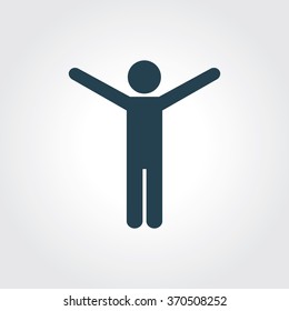 Blue Colored Icon of Athlete On Gray Color Background. Eps-10.