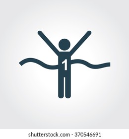 Blue Colored Icon of Athlete On Gray Color Background. Eps-10.