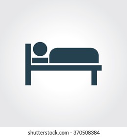 Blue Colored Icon of Bed On Gray Color Background. Eps-10.