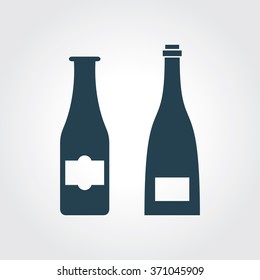 Blue Colored Icon of Beer Bottle On Gray Color Background. Eps-10.