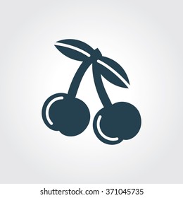 Blue Colored Icon of Berry or Cherry  On Gray Color Background. Eps-10.