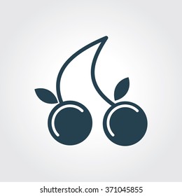 Blue Colored Icon of Berry or Cherry  On Gray Color Background. Eps-10.