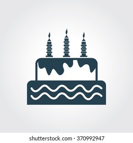 Blue Colored Icon of Birthday Cake On Gray Color Background. Eps-10.