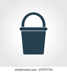 Blue Colored Icon of Bucket On Gray Color Background. Eps-10.