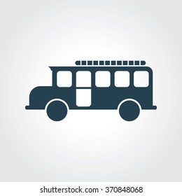 Blue Colored Icon of Bus On Gray Color Background. Eps-10.