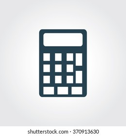 Blue Colored Icon of Calculator On Gray Color Background. Eps-10.