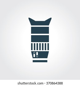 Blue Colored Icon of Camera Lens On Gray Color Background. Eps-10.