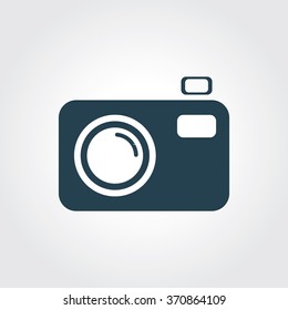 Blue Colored Icon of Camera On Gray Color Background. Eps-10.