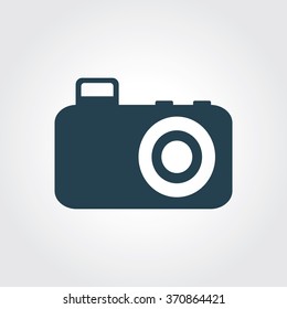 Blue Colored Icon of Camera On Gray Color Background. Eps-10.
