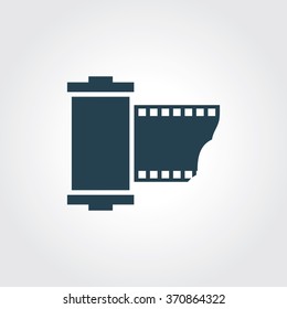 Blue Colored Icon of Camera Roll On Gray Color Background. Eps-10.