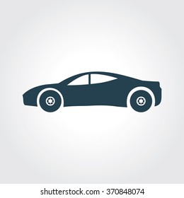 Blue Colored Icon of  Car On Gray Color Background. Eps-10.