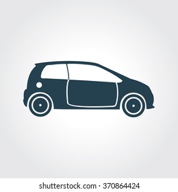 Blue Colored Icon of Car On Gray Color Background. Eps-10.