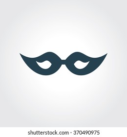 Blue Colored Icon of Carnival Eye Mask On Gray Color Background. Eps-10.