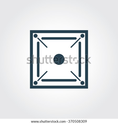 Blue Colored Icon of Carom Board On Gray Color Background. Eps-10.