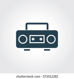 Blue Colored Icon of Cassette Player On Gray Color Background. Eps-10.