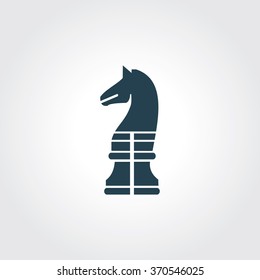 Blue Colored Icon of Chess Knight On Gray Color Background. Eps-10.