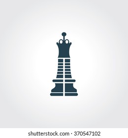 Blue Colored Icon of Chess Queen On Gray Color Background. Eps-10.