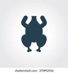 Blue Colored Icon of Chicken On Gray Color Background. Eps-10.