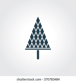 Blue Colored Icon of Christmas Tree On Gray Color Background. Eps-10.