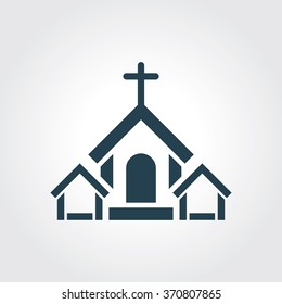 Blue Colored Icon of Church On Gray Color Background. Eps-10.