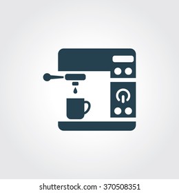 Blue Colored Icon of Coffee Machine On Gray Color Background. Eps-10.