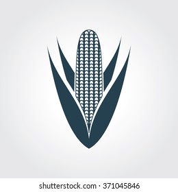 Blue Colored Icon of Corn On Gray Color Background. Eps-10.