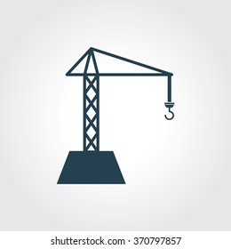 Blue Colored Icon of Crane On Gray Color Background. Eps-10.