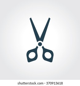 Blue Colored Icon of Cut Or scissor On Gray Color Background. Eps-10.