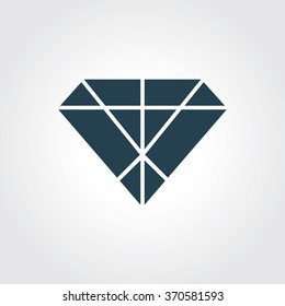 Blue Colored Icon of Diamond On Gray Color Background. Eps-10.