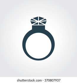 Blue Colored Icon of Diamond Ring On Gray Color Background. Eps-10.